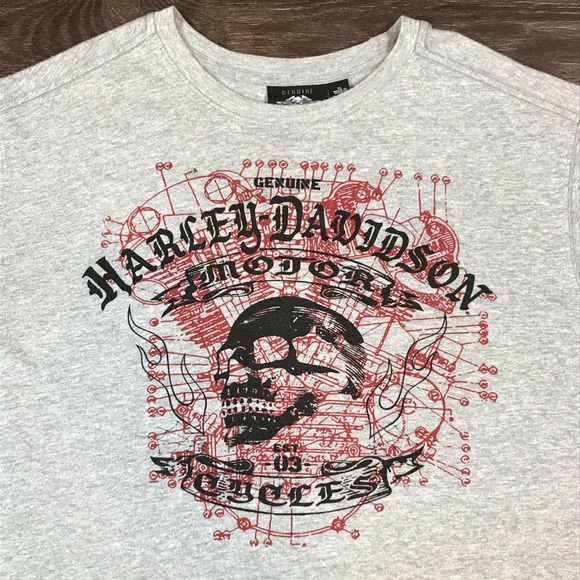 Harley-Davidson Motorcycles Men’s Genuine Gray Motor Skull T-Shirt Size XL - Picture 2 of 6